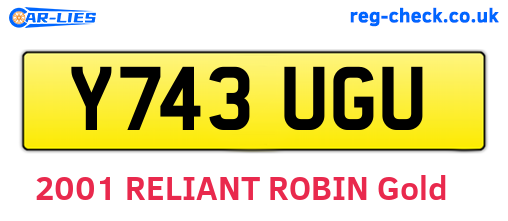 Y743UGU are the vehicle registration plates.