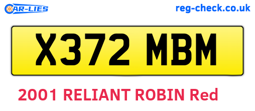 X372MBM are the vehicle registration plates.