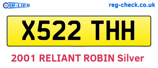 X522THH are the vehicle registration plates.