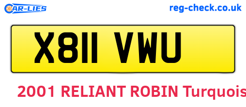 X811VWU are the vehicle registration plates.