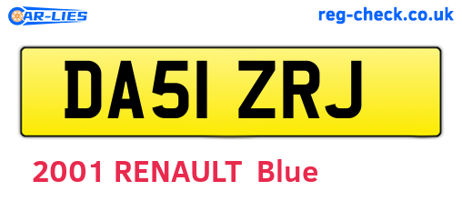 DA51ZRJ are the vehicle registration plates.
