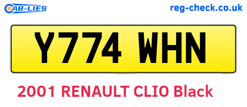 Y774WHN are the vehicle registration plates.