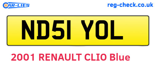 ND51YOL are the vehicle registration plates.