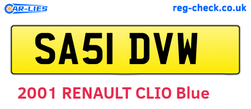 SA51DVW are the vehicle registration plates.