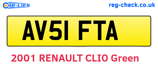AV51FTA are the vehicle registration plates.