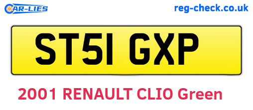 ST51GXP are the vehicle registration plates.