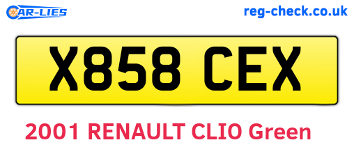 X858CEX are the vehicle registration plates.