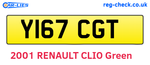Y167CGT are the vehicle registration plates.
