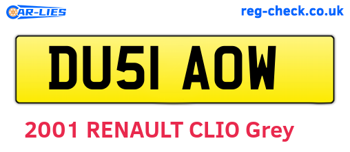 DU51AOW are the vehicle registration plates.