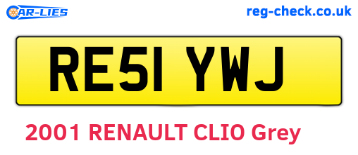 RE51YWJ are the vehicle registration plates.