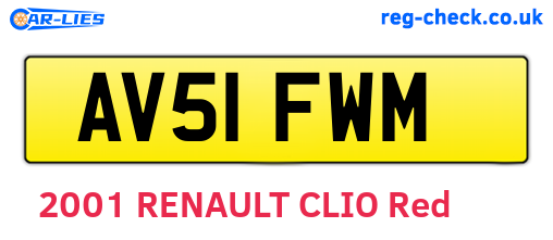 AV51FWM are the vehicle registration plates.
