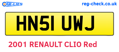 HN51UWJ are the vehicle registration plates.