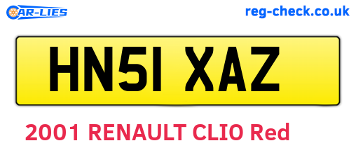 HN51XAZ are the vehicle registration plates.