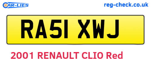 RA51XWJ are the vehicle registration plates.
