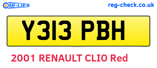 Y313PBH are the vehicle registration plates.