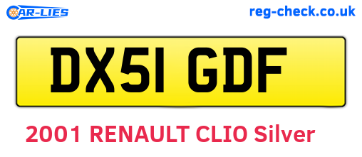 DX51GDF are the vehicle registration plates.