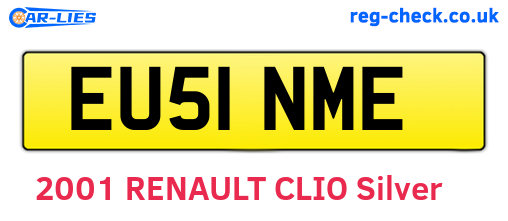 EU51NME are the vehicle registration plates.
