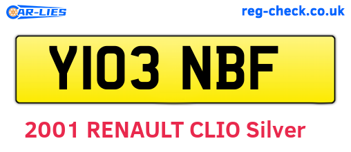 Y103NBF are the vehicle registration plates.