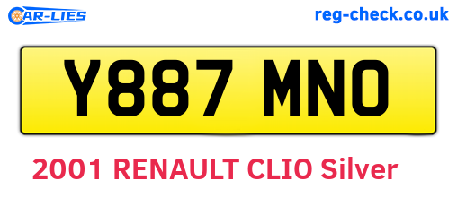 Y887MNO are the vehicle registration plates.