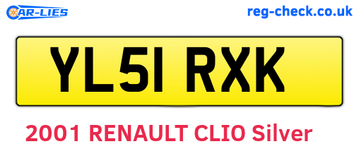 YL51RXK are the vehicle registration plates.
