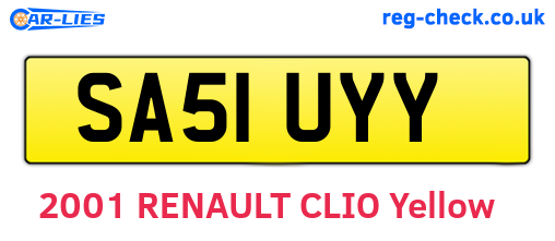 SA51UYY are the vehicle registration plates.
