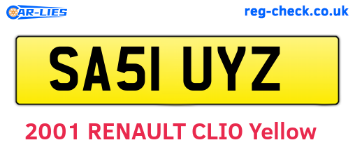 SA51UYZ are the vehicle registration plates.