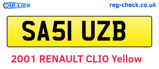 SA51UZB are the vehicle registration plates.