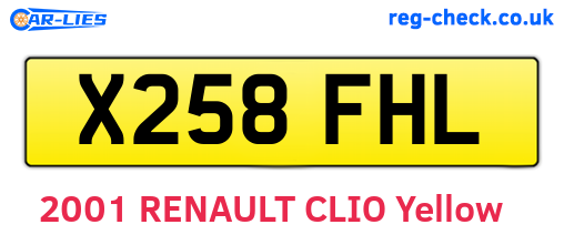 X258FHL are the vehicle registration plates.