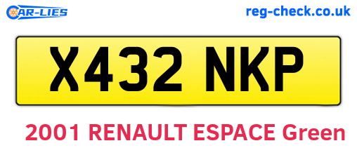 X432NKP are the vehicle registration plates.