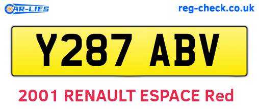 Y287ABV are the vehicle registration plates.