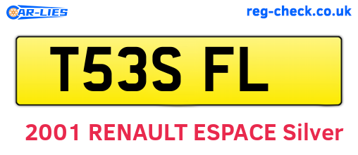 T53SFL are the vehicle registration plates.