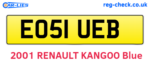 EO51UEB are the vehicle registration plates.