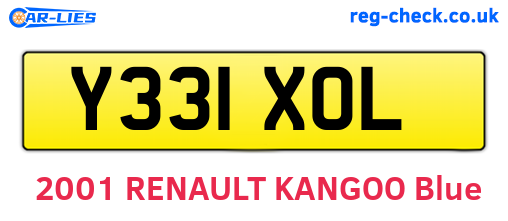 Y331XOL are the vehicle registration plates.