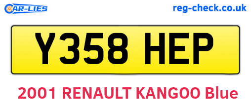 Y358HEP are the vehicle registration plates.