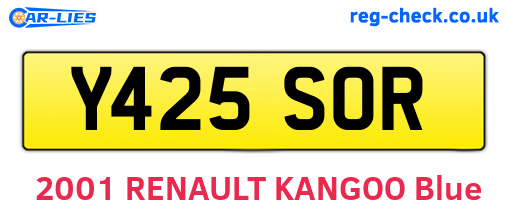 Y425SOR are the vehicle registration plates.