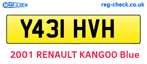 Y431HVH are the vehicle registration plates.