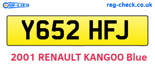 Y652HFJ are the vehicle registration plates.