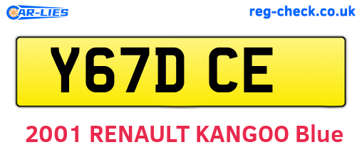 Y67DCE are the vehicle registration plates.