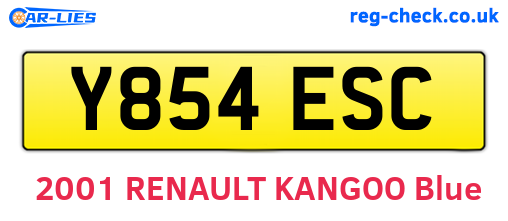 Y854ESC are the vehicle registration plates.