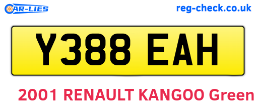 Y388EAH are the vehicle registration plates.
