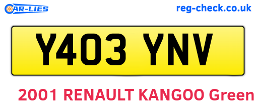 Y403YNV are the vehicle registration plates.