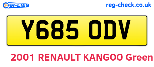 Y685ODV are the vehicle registration plates.