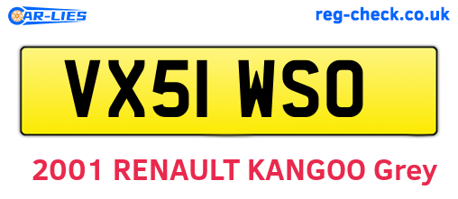 VX51WSO are the vehicle registration plates.