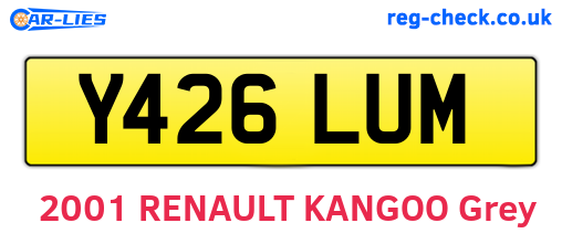 Y426LUM are the vehicle registration plates.