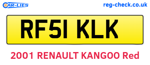RF51KLK are the vehicle registration plates.