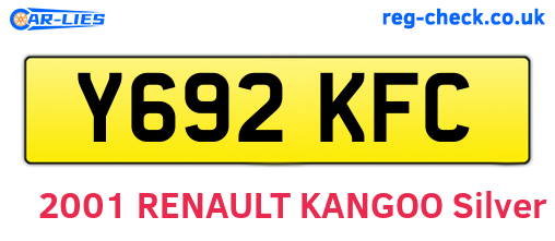 Y692KFC are the vehicle registration plates.