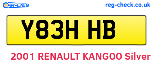 Y83HHB are the vehicle registration plates.