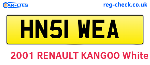 HN51WEA are the vehicle registration plates.