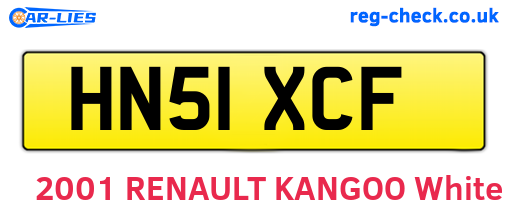 HN51XCF are the vehicle registration plates.