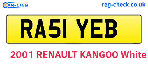RA51YEB are the vehicle registration plates.